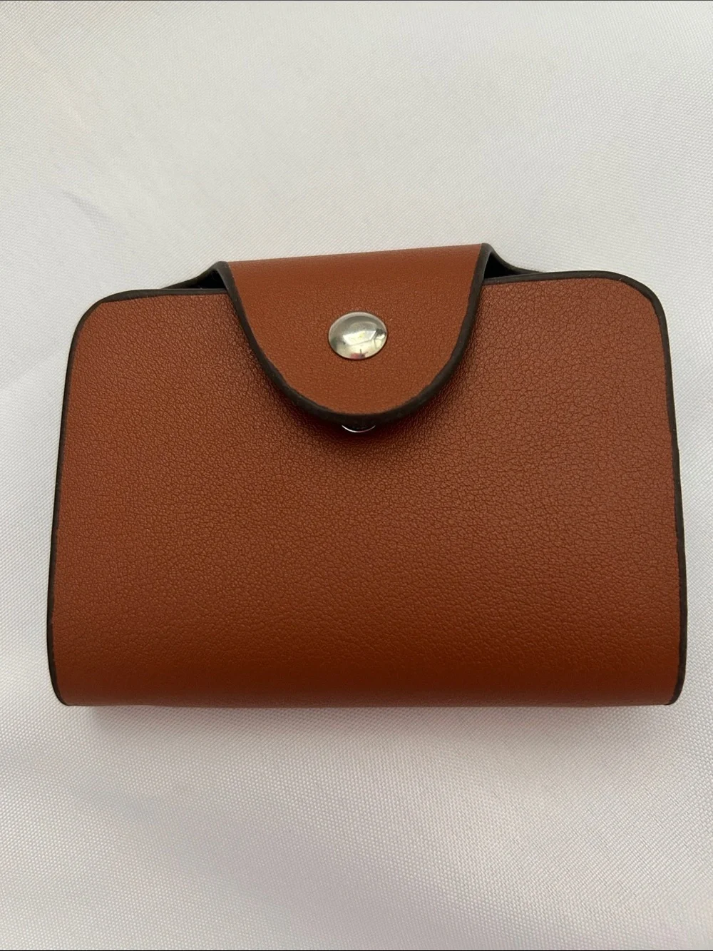Vegan Leather Accordion Credit Card Organizer - Cognac Brown